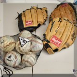 L16. Baseballs and gloves. 